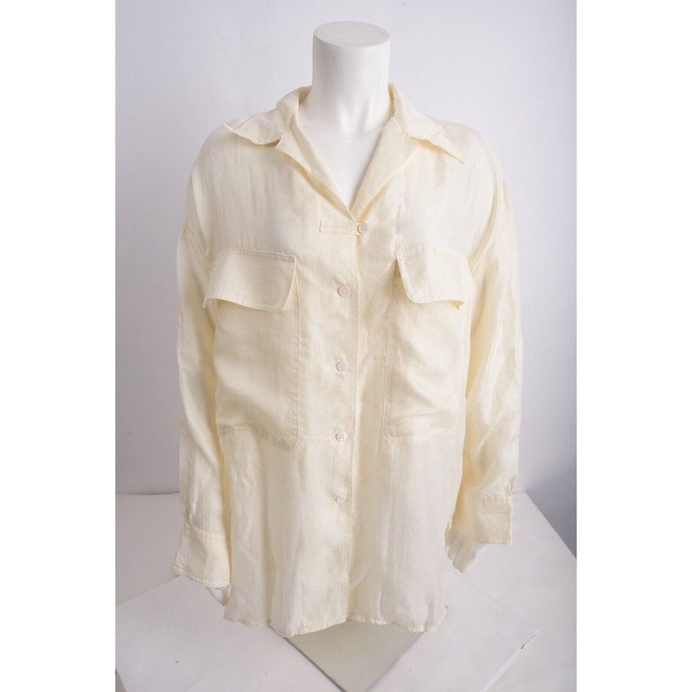 Zara Womans Blouse Shirt Top Oversized Size M Ivory Ecru Lyocell 2731/063 NWT